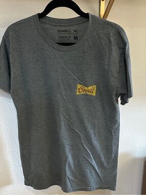 O'Neill Gray Short Sleeve Logo Tee with Yellow Patch
